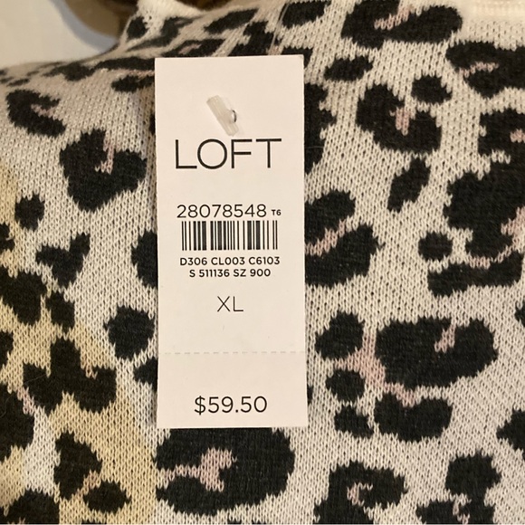 NWT Loft Animal Print Cotton Sweater Sz XLarge White Black - Picture 7 of 8
